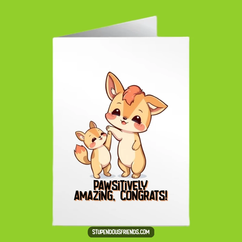 Free Printable Congrats Card: Helping Animal Paw, Support, Joyful Digital Download Surprise