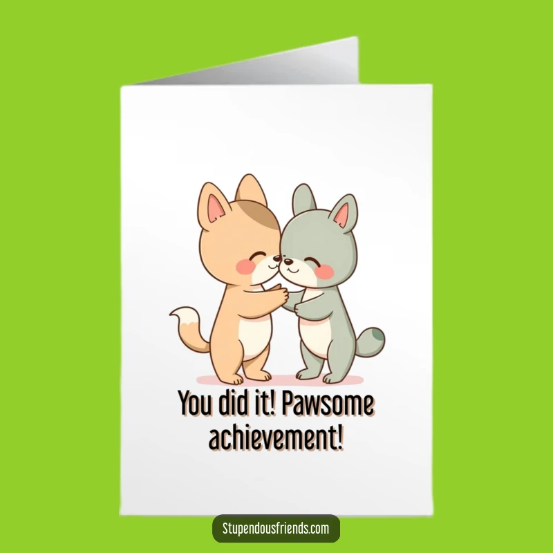 Free Printable Congrats Card: Hilarious Animal Helping Paw - Print at Home