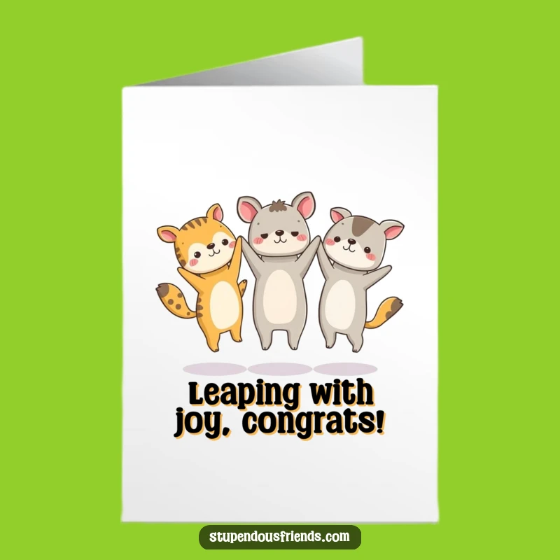 Free Printable Congrats Card: Jumping Animals Circle, Joyful, Funny Digital Download Surprise