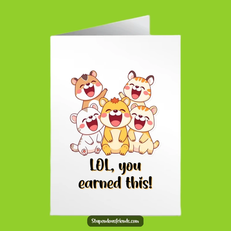Free Printable Congrats Card: Laughing Animals Funny Downloadable Gift for Joyful Moments