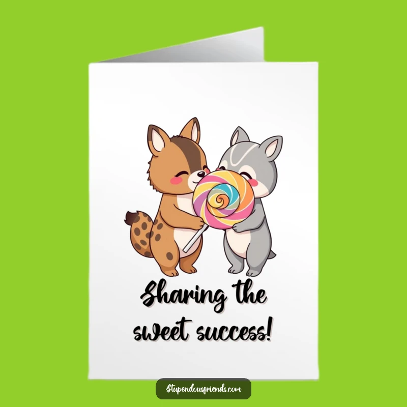 Free Printable Congrats Card: Sweet Lollipop Friends, Joyful Downloadable Greeting!