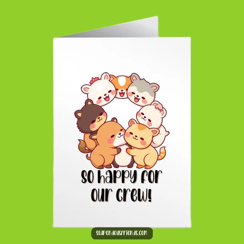 Joyful Free Printable Congrats Card: Giggling Kawaii Pals, Hilarious Downloadable Cheers