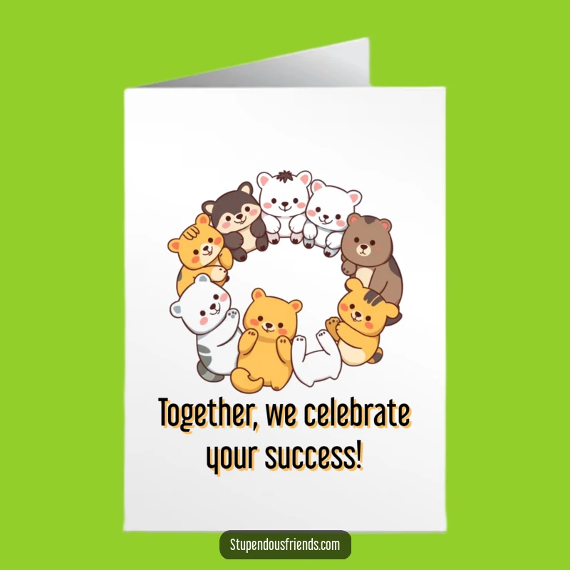Free Printable Congrats Card: Funny animal friends united in celebration!