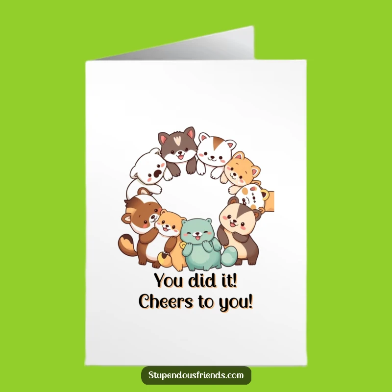 Free Printable Congrats Card: Funny Animal Circle, Amazing Downloadable Celebration Gift