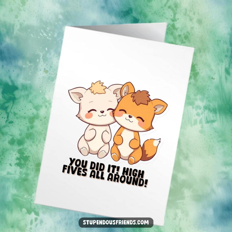 Funny Free Printable Congratulations Card showing two animal friends in stitches, celebrating a momentous occasion with infectious giggles.