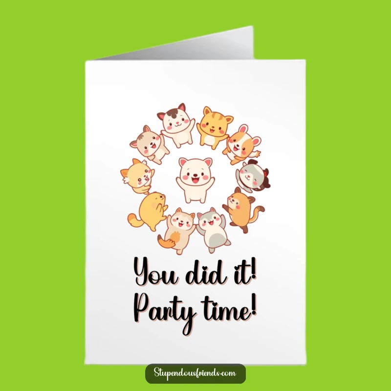 Free Printable Congrats Card: Dancing Animals Funny Downloadable Gift for Celebrations