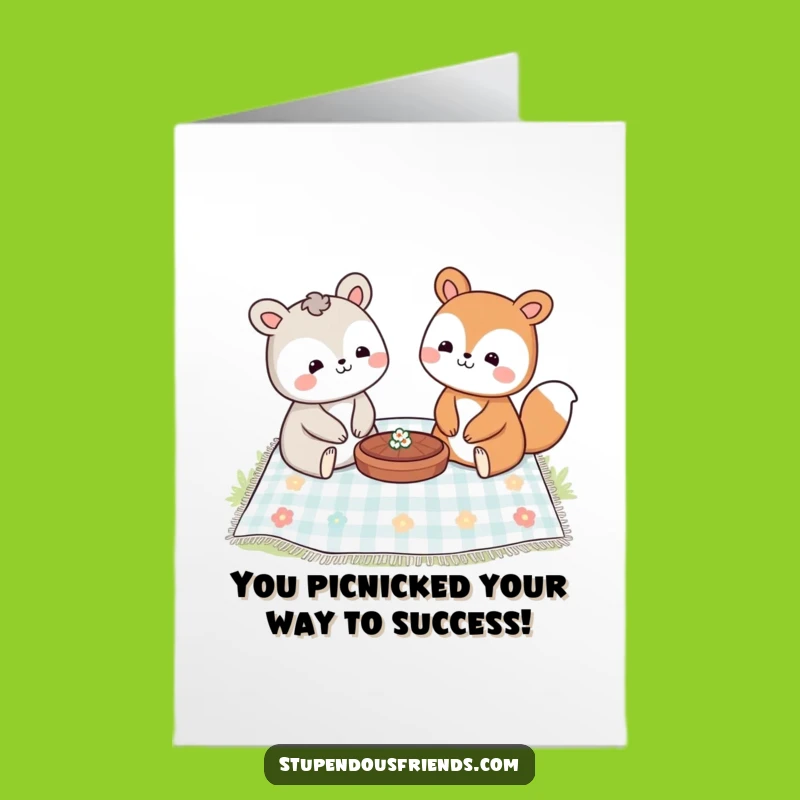 Free Printable Congrats Card: Animals Sharing Picnic, Joyful Downloadable Celebration