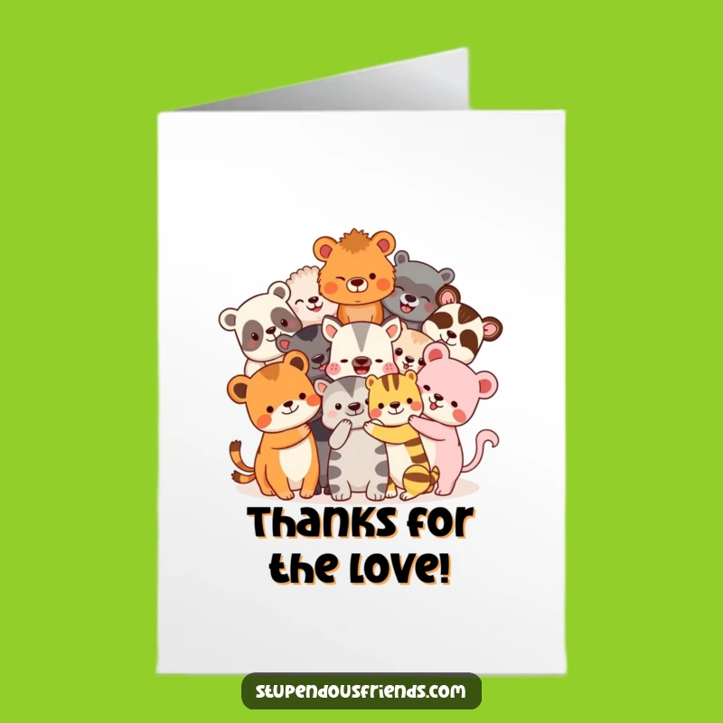 Free Printable Thank You Card: Amusing Animal Hugs, Downloadable & Print at Home Gratitude