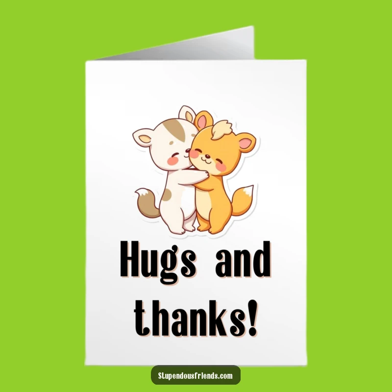 Free Printable Thank You Card: Animal Hug Downloadable Gratitude Art