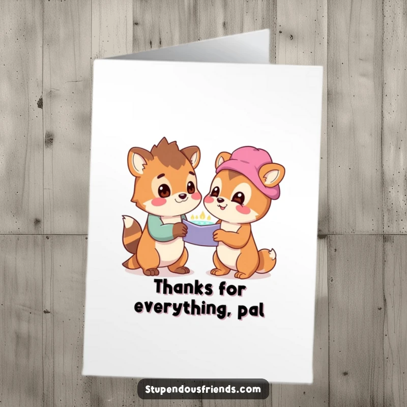 Funny Free Printable Thank You Card with two animals experiencing a moment of shared wonder and delight.