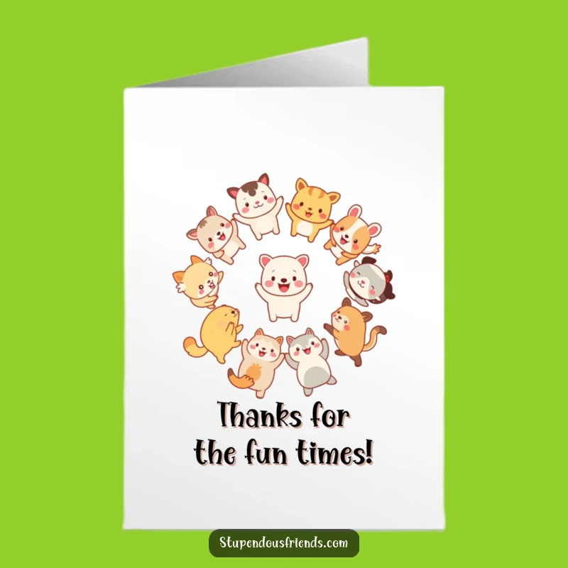 Free Printable Thank You Card: Dancing Animals Funny Downloadable Gift for Gratefulness