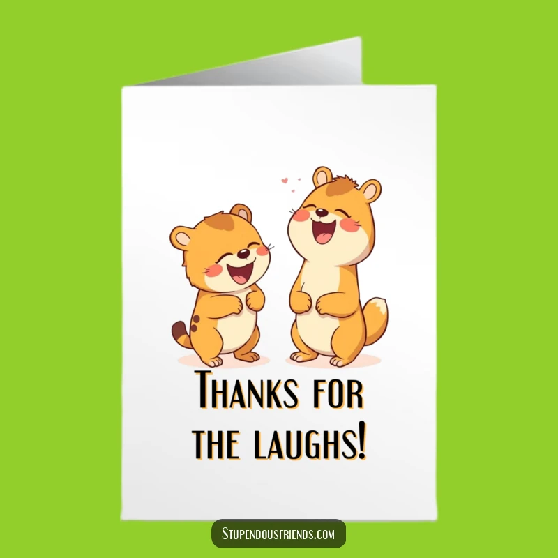 Free Printable Thank You Card: Giggling Animals, Downloadable & Funny