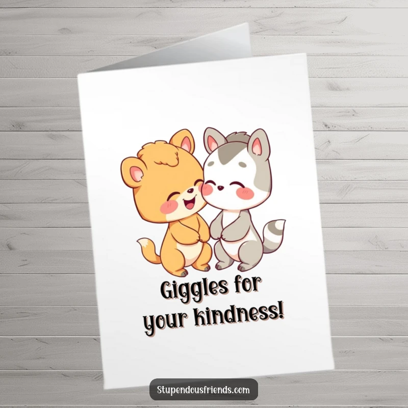 Funny Free Printable Thank You Card: Adorable animals sharing a hearty giggle, conveying thanks in a truly heartwarming way.
