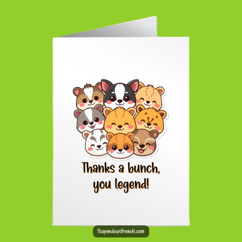 Free Printable Thank You Card: Happy Animal Faces, Funny Downloadable Appreciation Note