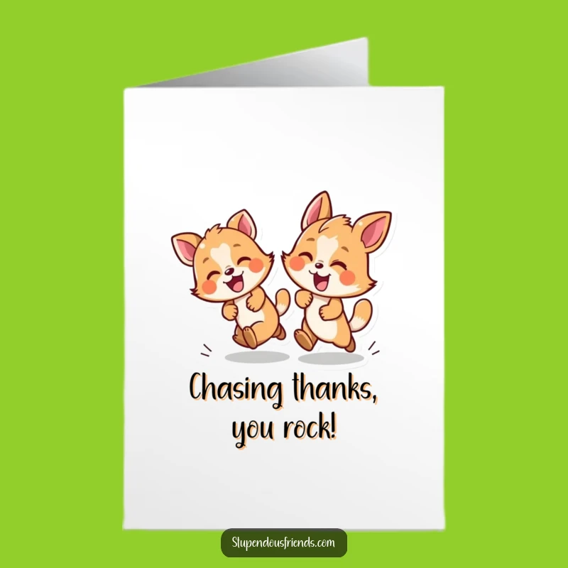 Free Printable Thank You Card: Playful Animals Chase Their Way to Gratitude