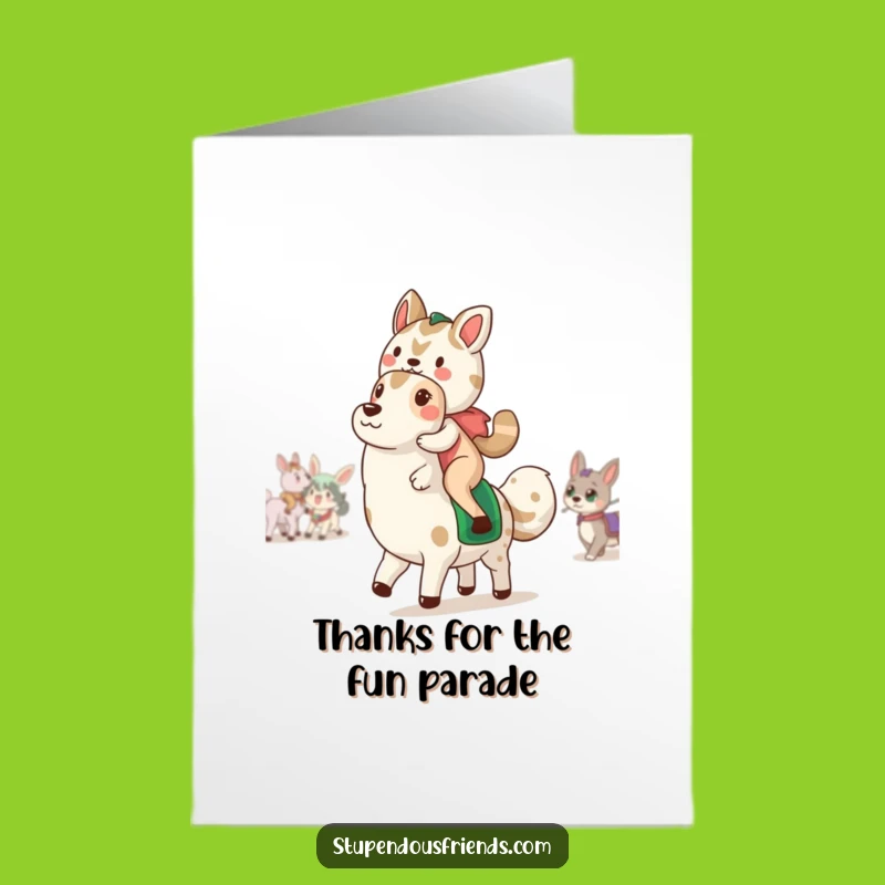 Free Printable Thank You Card: Whimsical Animal Parade for a Funny Downloadable Gift
