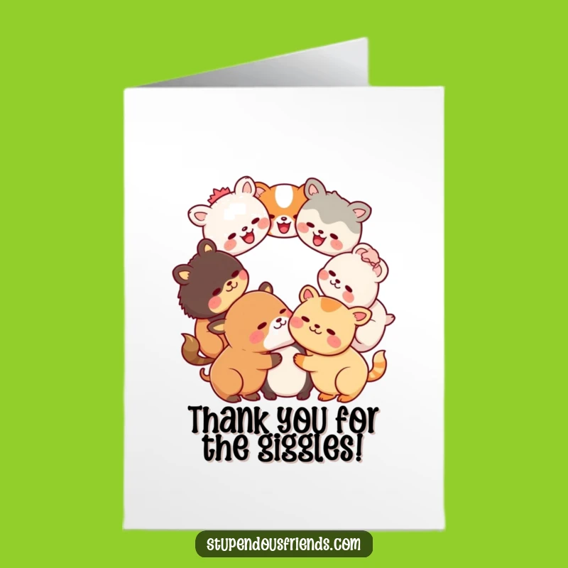 Funny Free Printable Thank You Card: Laughing Kawaii Crew, Grateful Downloadable Humor