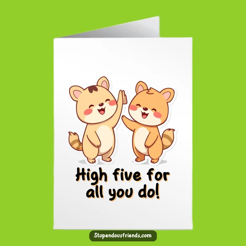 Free Printable Thank You Card: High-Five Animals, Appreciative Downloadable Gift for a Grateful High Five