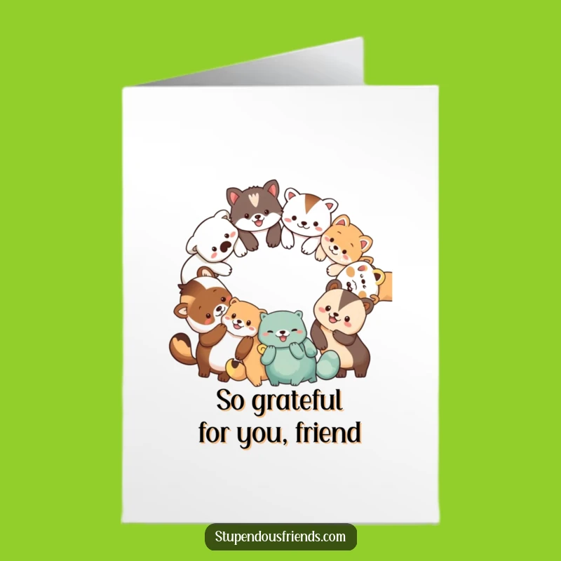 Free Printable Thank You Card: Funny Animal Circle, Downloadable Gratitude Gift Humor