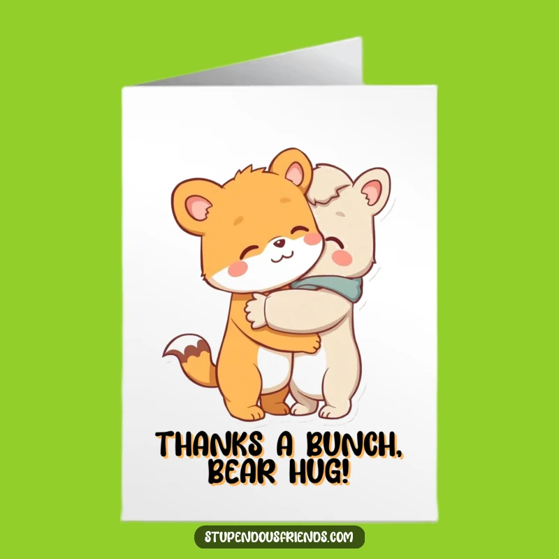 Free Printable Thank You Card: Hugging Animals, Heartfelt Downloadable Gift