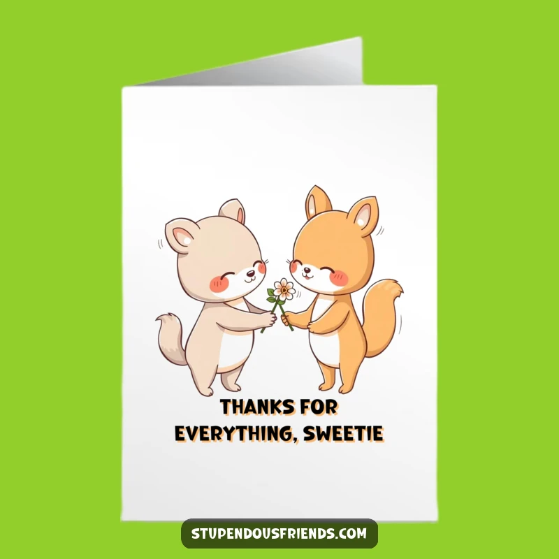 Free Printable Thank You Card: Flower Gift, Friendly Animals, Downloadable Gratitude