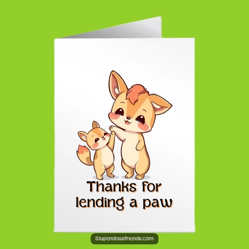 Free Printable Thank You Card: Helping Animal Paw, Support, Heartfelt Digital Download