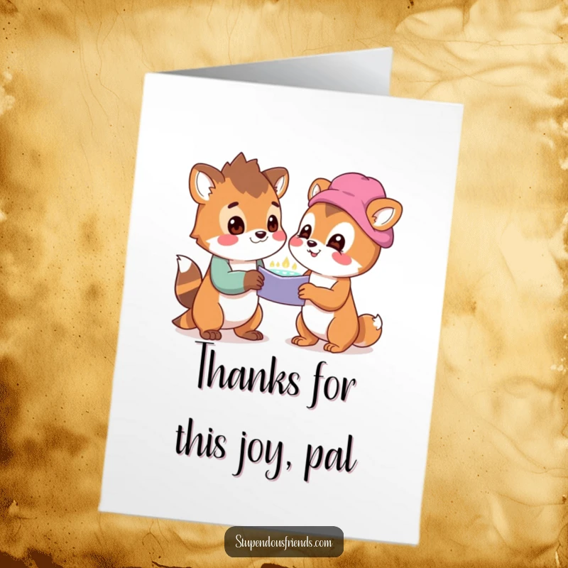 Funny Free Printable Thank You Card: Animals share a look of delight and wonder at a shared discovery, a downloadable thank you.