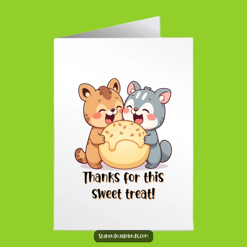Free Printable Thank You Card: Animals Sharing Treat - Sweet Gratitude