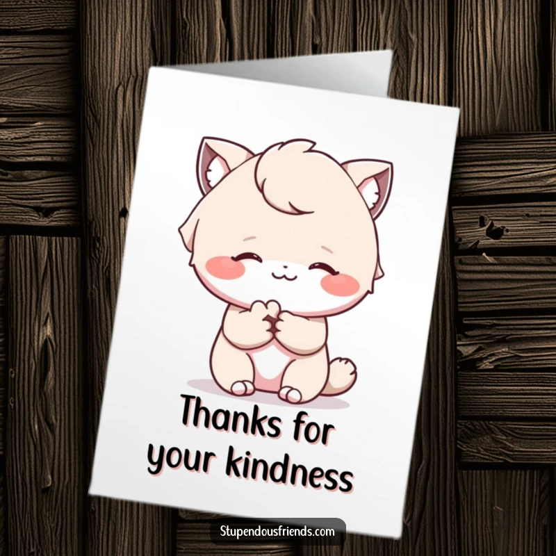 Funny Free Printable Thank You Card depicts a character gently offering a comforting paw with a kind smile, symbolizing thanks.