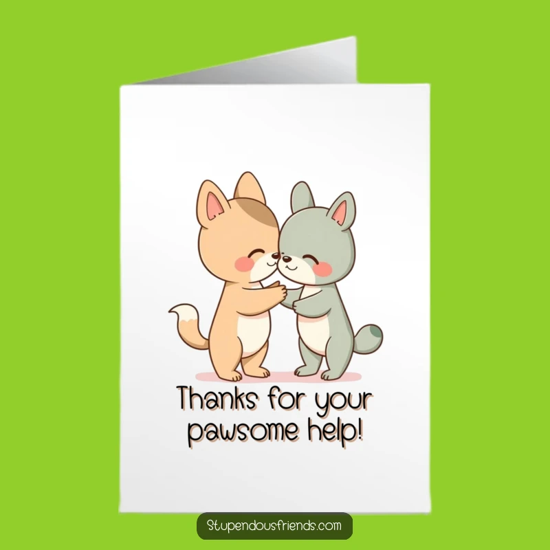 Free Printable Thank You Card: Funny Animal Helping Hand - Downloadable