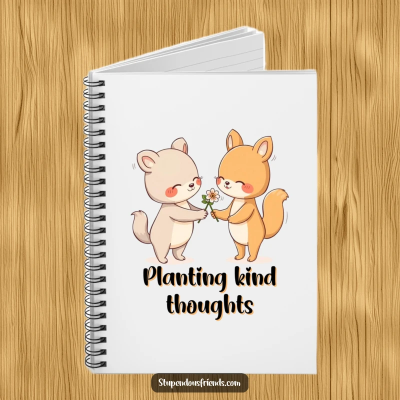 Funny Notebook cover with an animal gently handing a flower, symbolizing friendship and sweet sentiments.