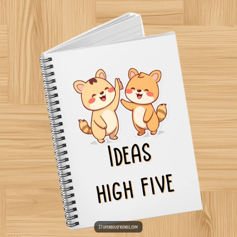 Funny Notebook: Two animal characters enthusiastically high-fiving, inspiring note-taking and celebration.