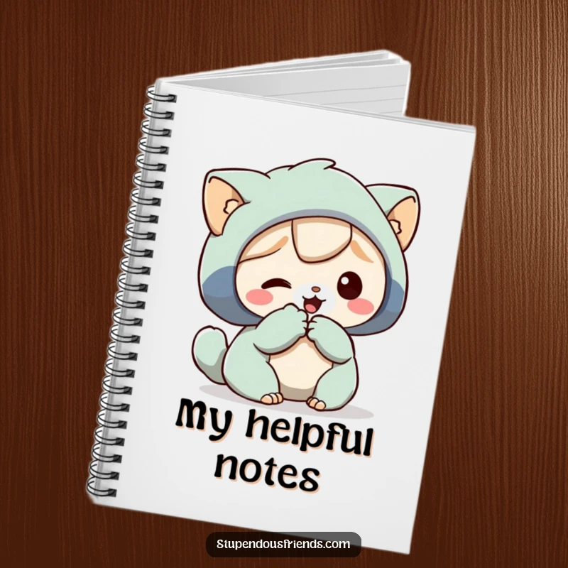 Funny Notebook featuring a character offering a paw to help another, ideal for journaling and creative writing.
