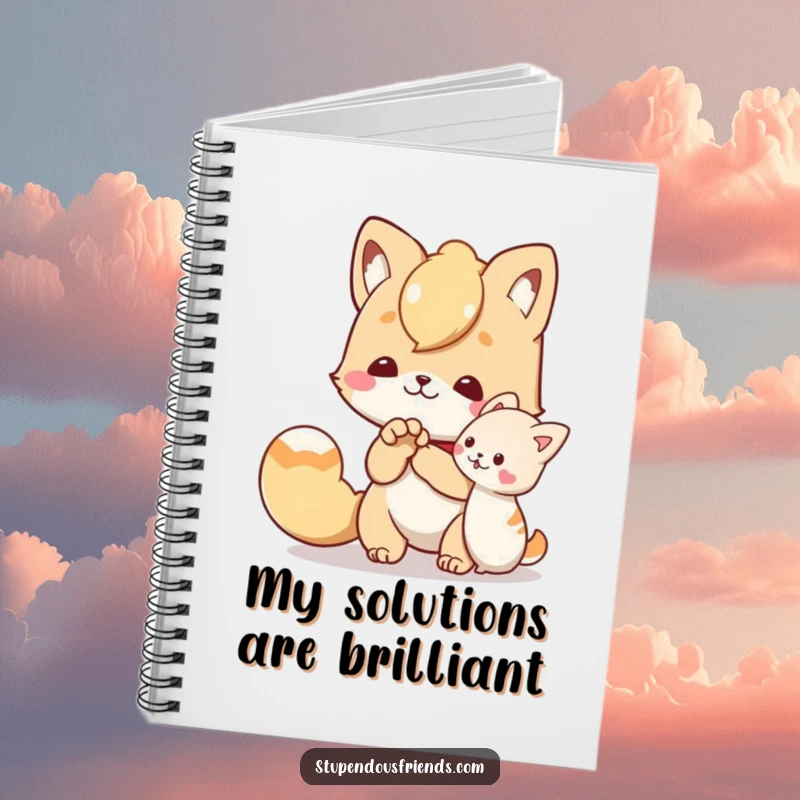 Funny notebook with a character offering a helping paw on the cover, perfect for jotting down kind thoughts and supportive ideas.