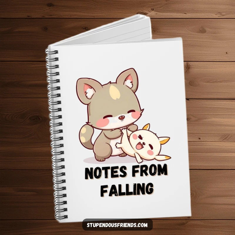 Funny Notebook: A whimsical animal character helping another character up, inspiring note-taking and acts of kindness.