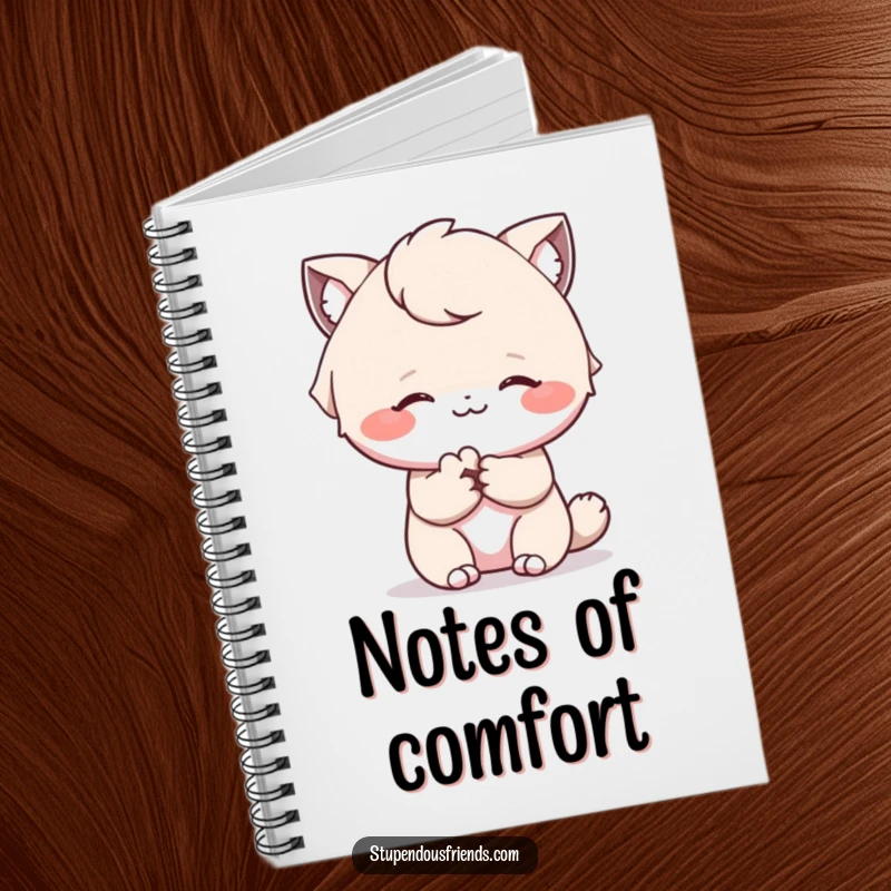Funny notebook cover featuring a comforting paw offered with a gentle smile, perfect for jotting down kind thoughts.