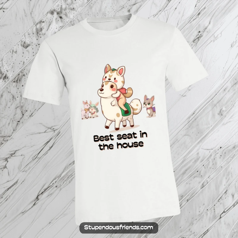 Funny T-Shirt: Two animal characters in a playful parade on a tee, showcasing their funny, joyful, and energetic friendship.