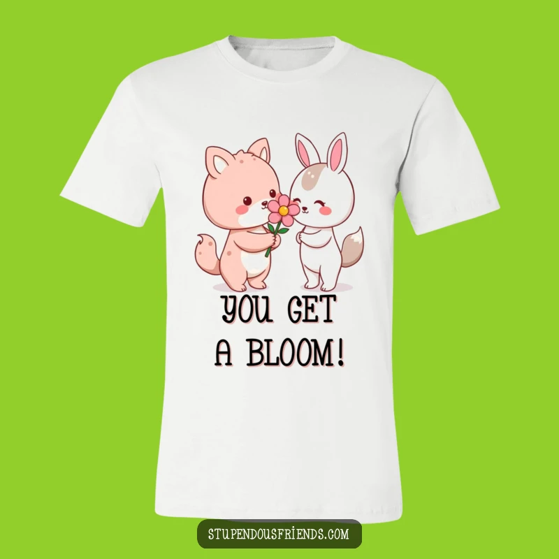 Funny Kawaii Flower Gift T-Shirt: Cute Character Sharing Bloom, Hilarious Kindness Tee Gift