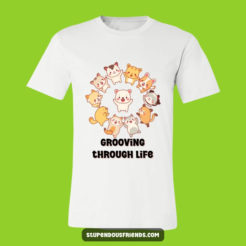 Funny Animal Dance Party T-Shirt: Joyful Characters in a Circle, Hilarious Gift Idea