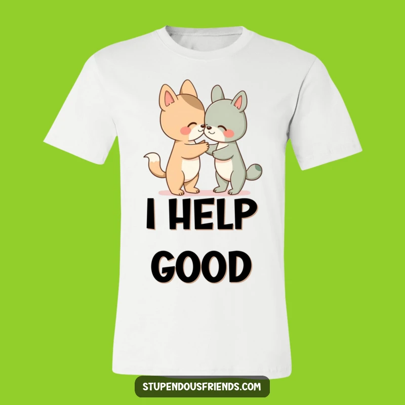 Funny Animal Helping Friend T-Shirt: Adorable Character Paw Offer, Ideal Funny Gift