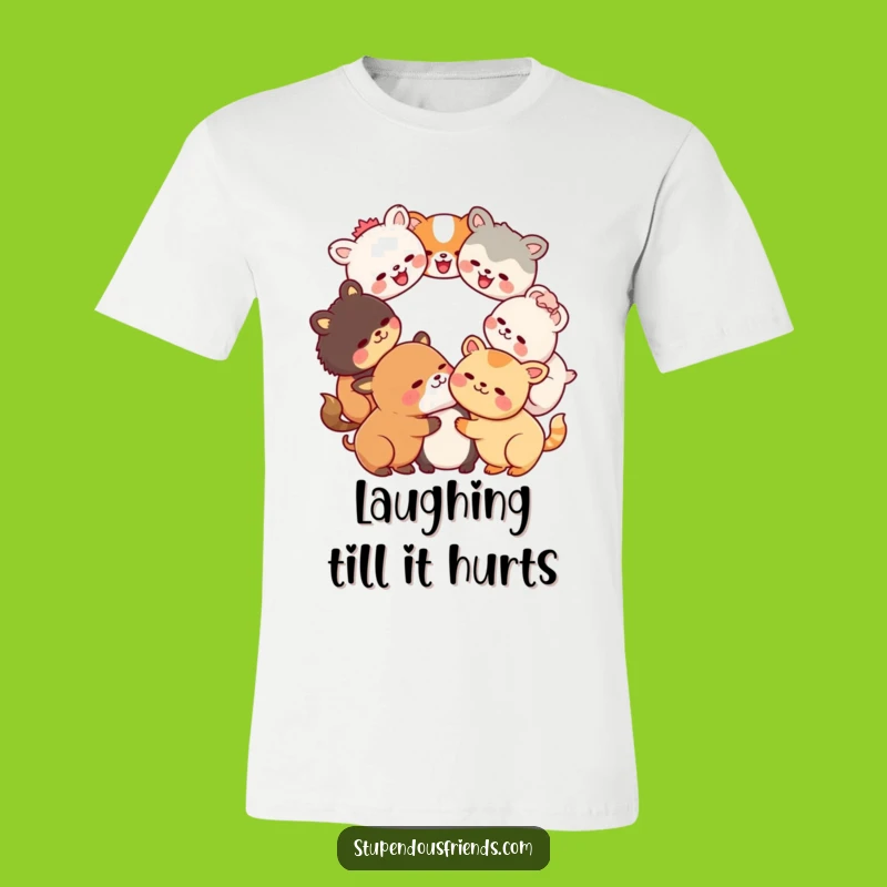 Funny Kawaii Laughter Circle T-Shirt: Group of Animals Sharing Hilarious Jokes, Cute Tee Gift