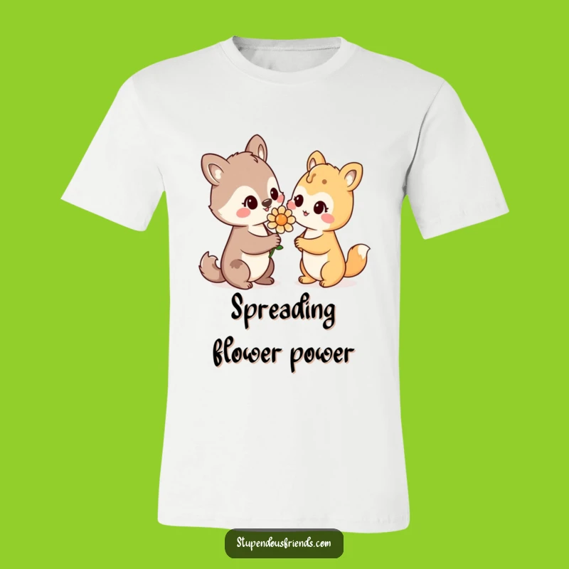 Funny Friendship Tee: Animal Offering Flower, A Hilarious Kindness Gift