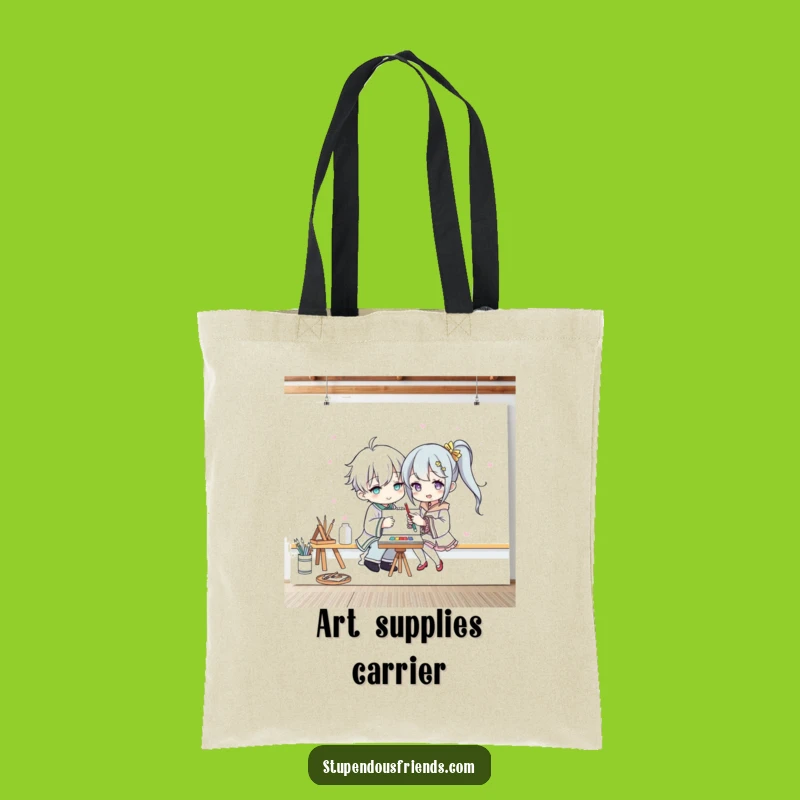 Funny Art Partner Tote Bag: Two Characters Painting Fun Art, Carry Your Creativity
