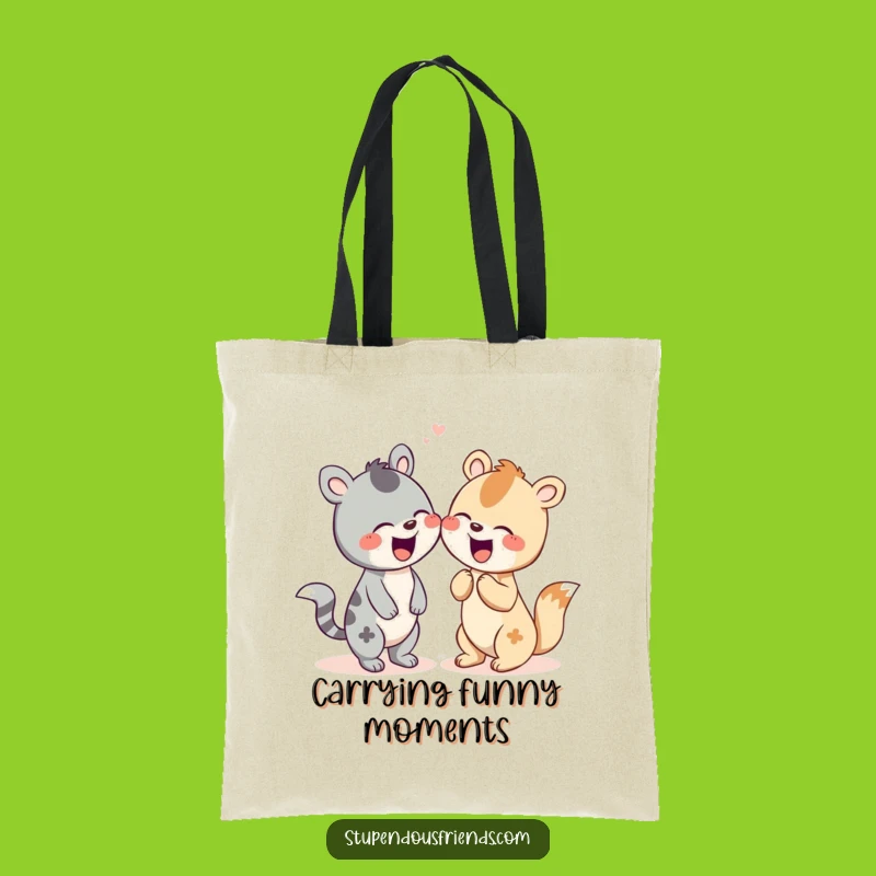 Funny Animal Giggle Tote Bag: Laughter Design, Practical Funny Gift