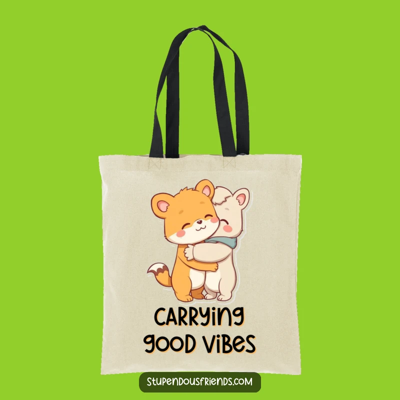 Funny Hugging Animals Tote Bag - Spread Joy, Perfect Gift for Friends