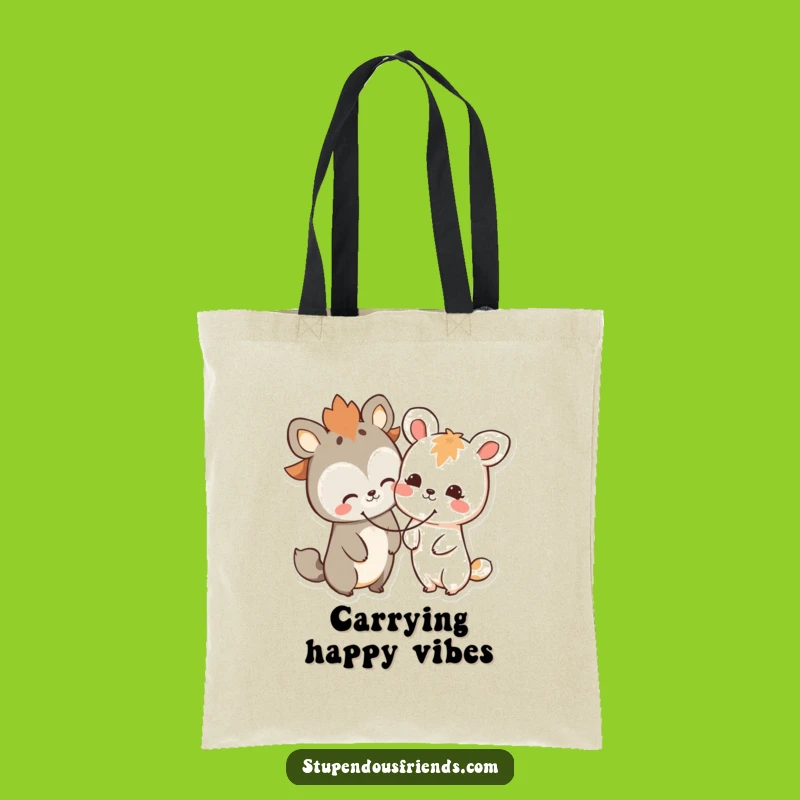 Funny Sharing Smile Tote Bag: Happy Animal Friends, Cute & Practical Funny Gift Bag