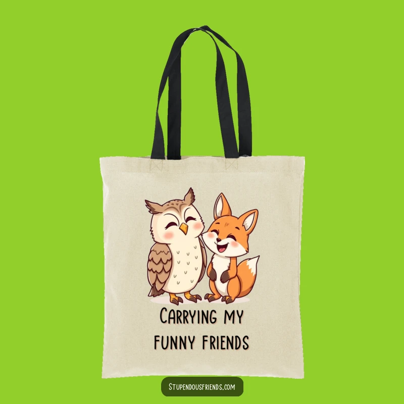 Funny Owl and Fox Laughing Tote Bag: Carry Your Chuckles Anywhere