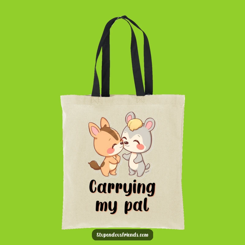 Funny Animal Nose Nudge Tote Bag - Playful Friend Accessory Gift