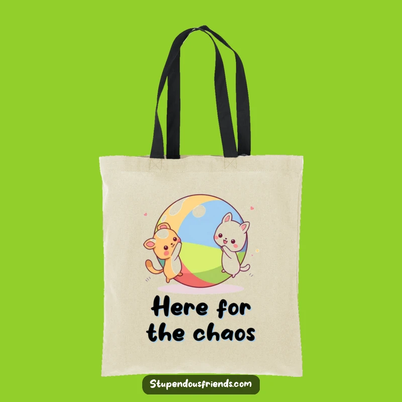 Funny Kawaii Animal Chase Tote Bag: Spacious and Hilarious Playful Characters Carryall Gift