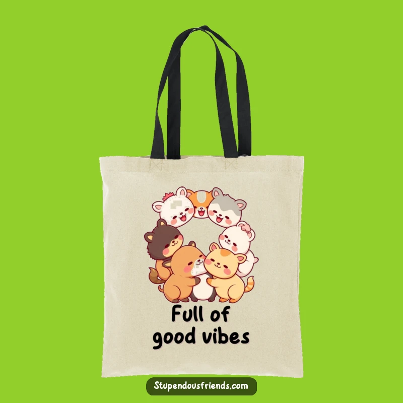 Funny Kawaii Laughter Circle Tote Bag: Carry Your Joy with this Hilarious Animal Group Gift